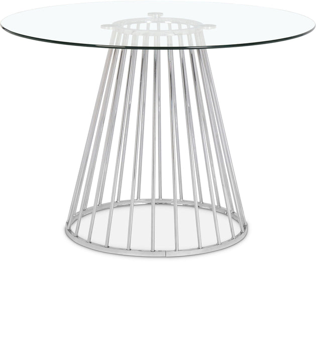 Mesa de comedor con cubierta de vidrio con base de acero Gio de 48"