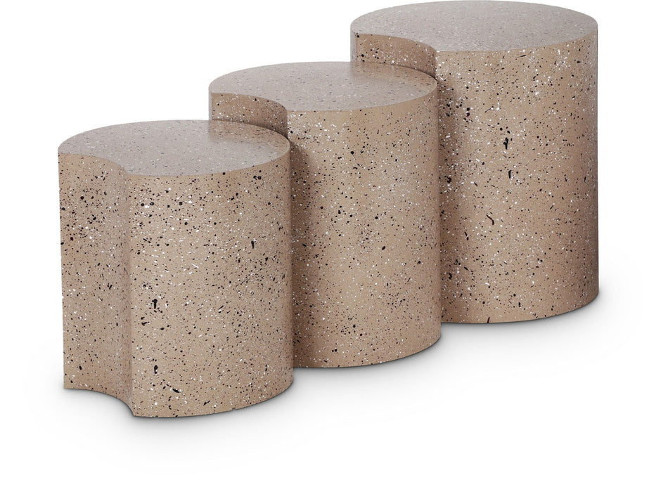 Dimple Terrazzo Pattern Iron Nesting 3pc. Modular End / Side Table