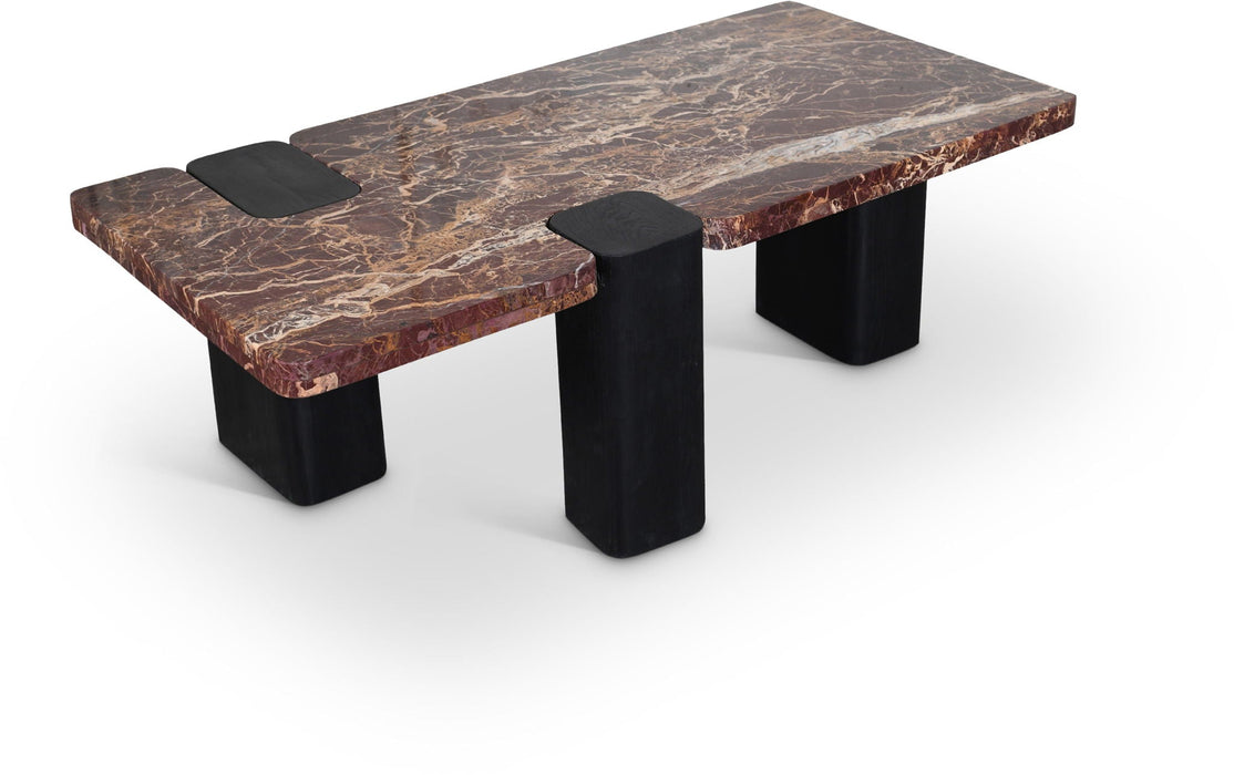 Ravenna Genuine Marble Top And Oak Wood Base Coffee Table