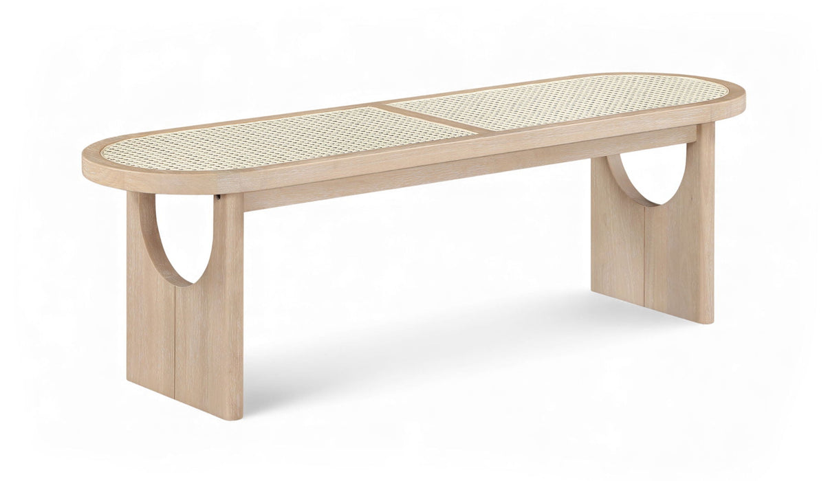 Canovia Solid Wood And Faux Cane Bench