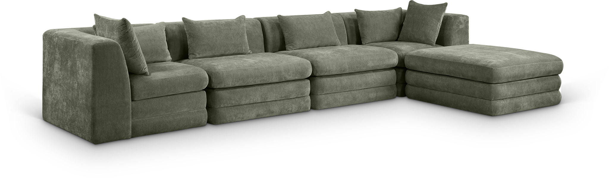 Stellar 152" Chenille Fabric Upholstered 5Pc. Modular Sectional