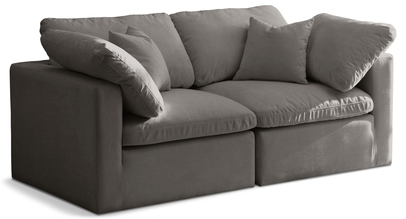 Plush 70" Velvet Upholstered Standard Comfort 2pc. Modular Loveseat