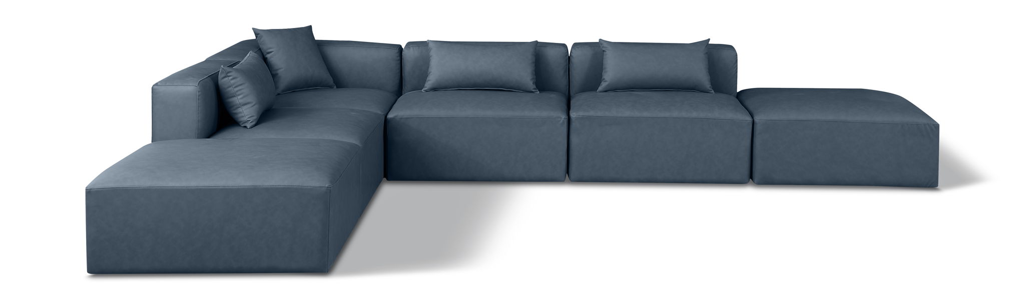 Cube 144" Vegan Leather Upholstered 6pc. Modular Sectional