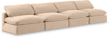 Comfy 156" Velvet Upholstered 4pc. Armless Modular Sofa