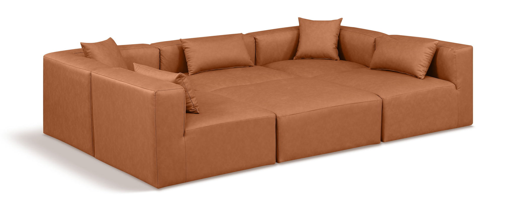 Cube 108" Vegan Leather Upholstered 6pc. Modular Sectional