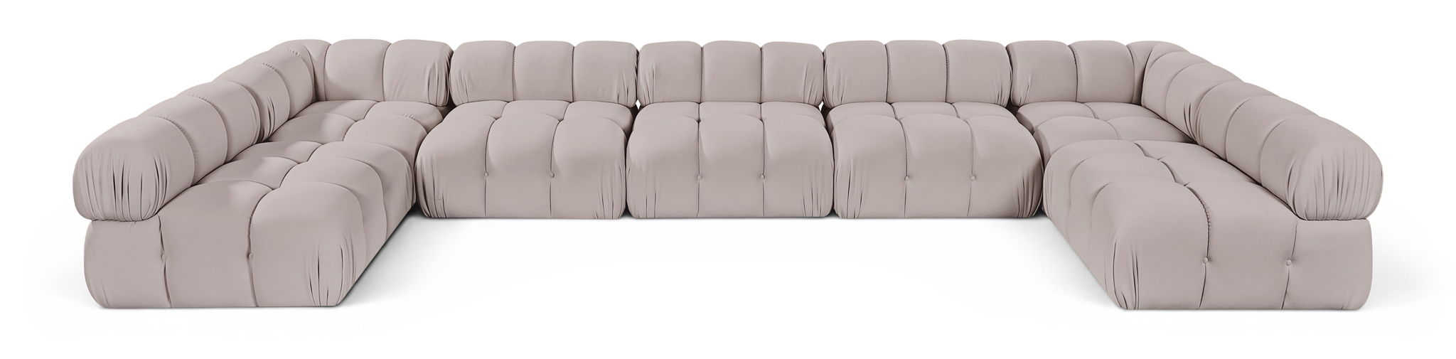 Seccional modular tapizado de terciopelo de alto rendimiento Orin de 185" de 7 piezas