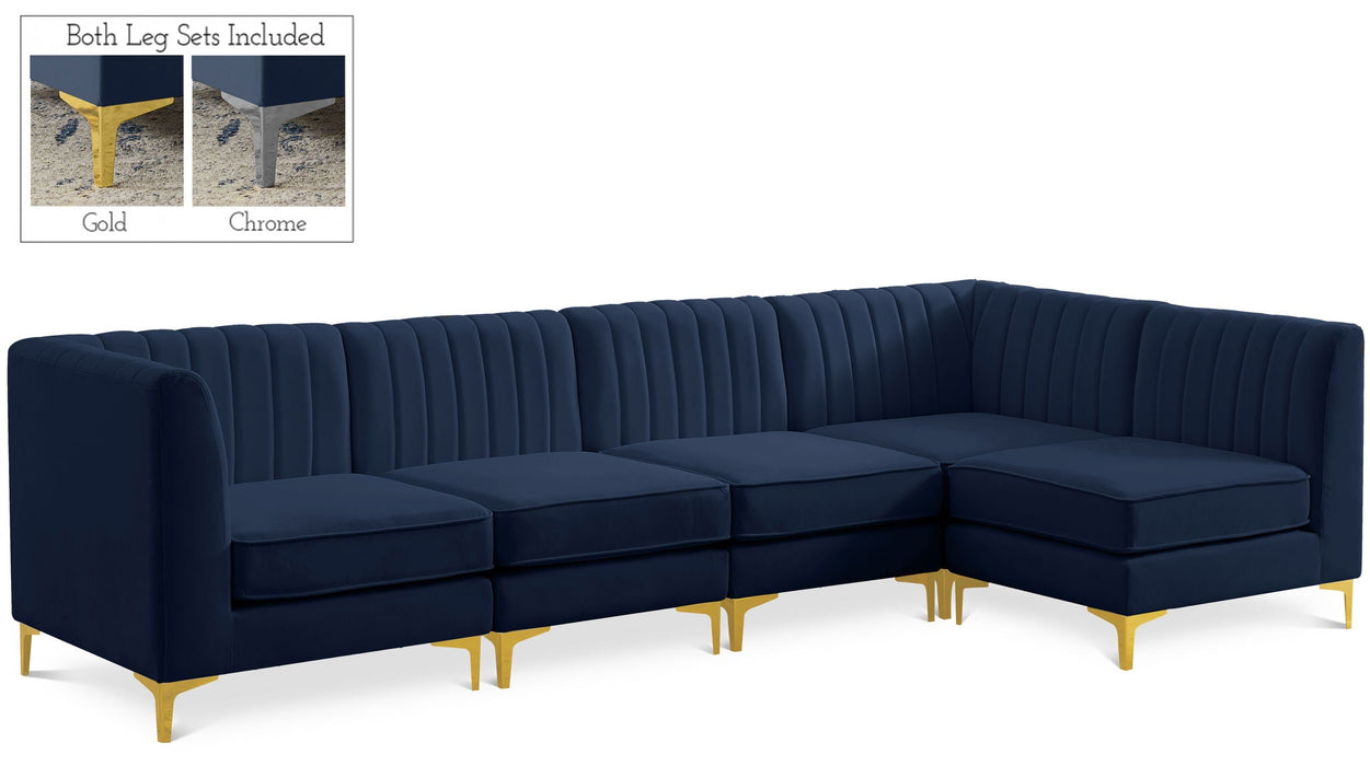 Alina 116.5" Velvet Upholstered 5pc. Modular Sectional
