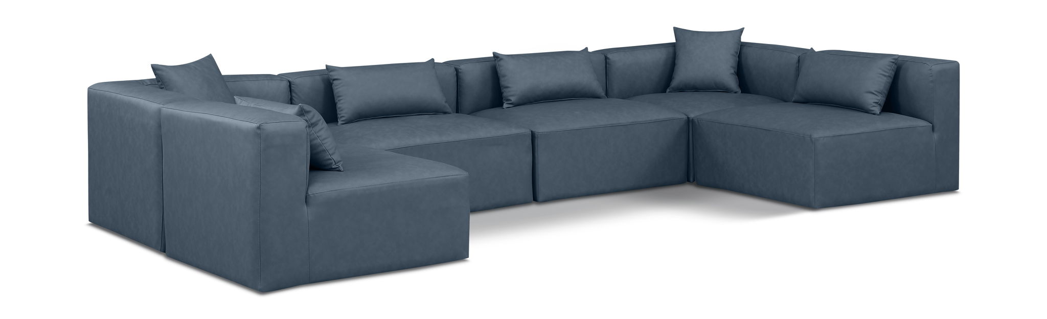Cube 144" Vegan Leather Upholstered 6pc. Modular Sectional