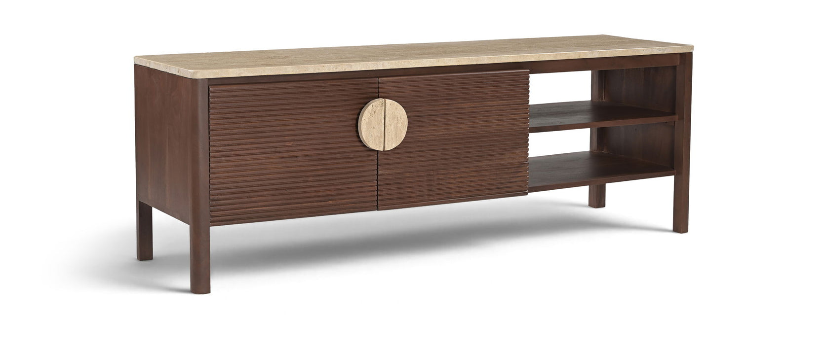 Varenna Genuine Marble And Acacia Wood Media Console