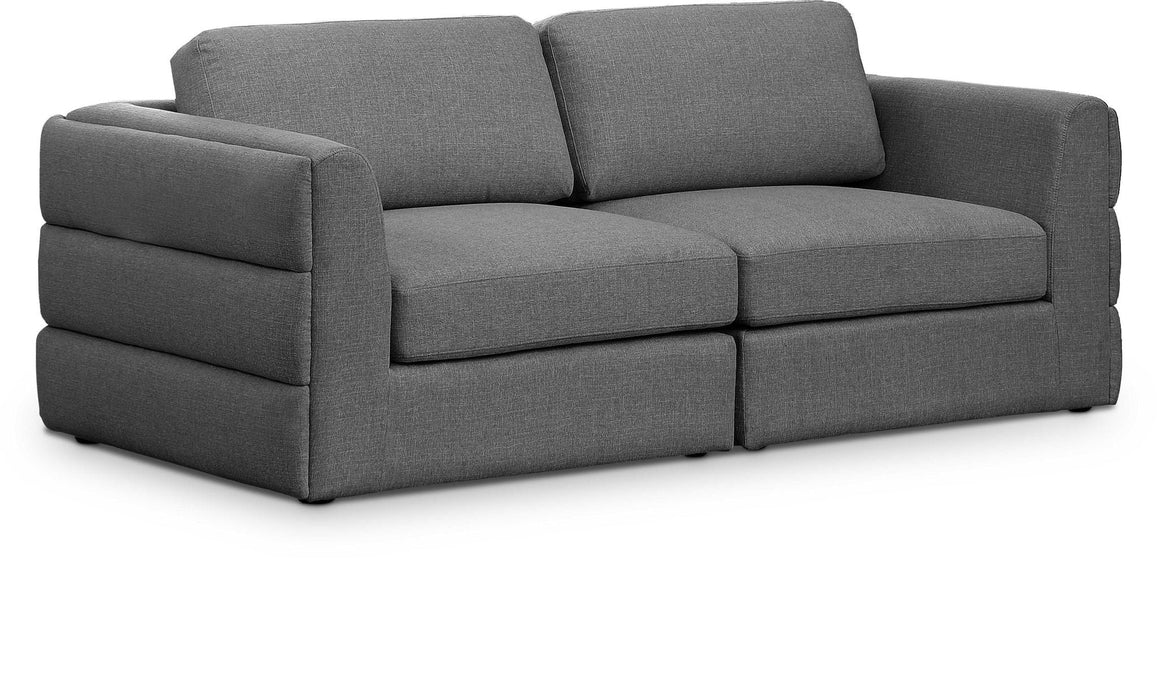 Loveseat modular tapizado de tela con textura de lino Beckham de 76" de 2 piezas