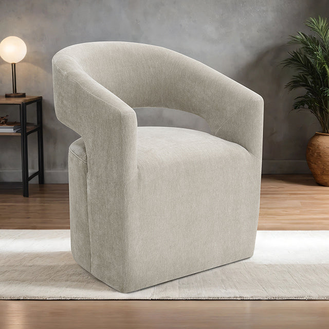 Tresa Arm Chair with Casters - Taupe