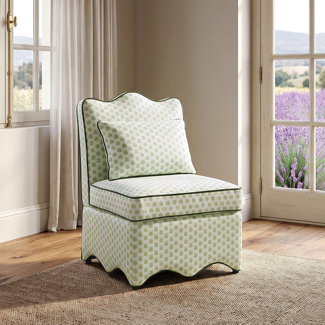 Hemsworth Accent Chair - Paisley Green/White