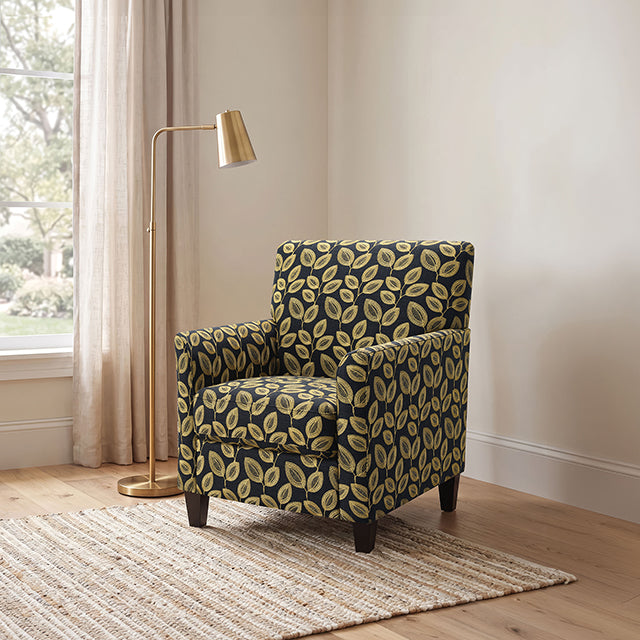 Ivey Acent Chair - Botanical Black/Gold