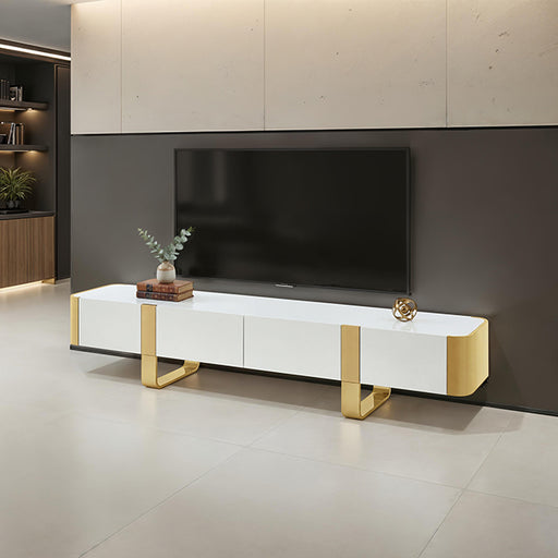 Larvik TV Stand White w/ Gold Frame - Gold/White