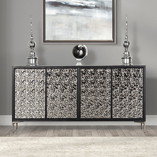 Beckham 4-Door Cabinet - Weathered Black/Silver