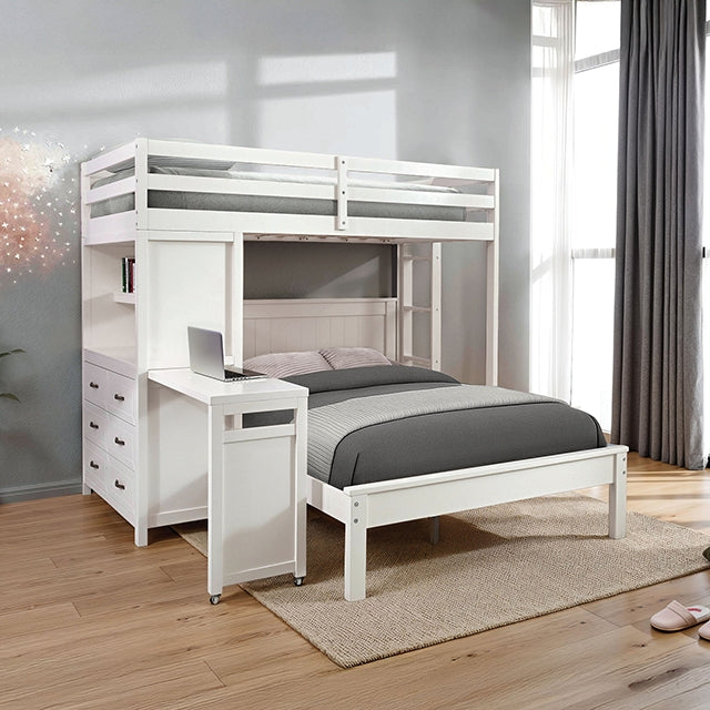 Aludra Loft Bed With Bed - White