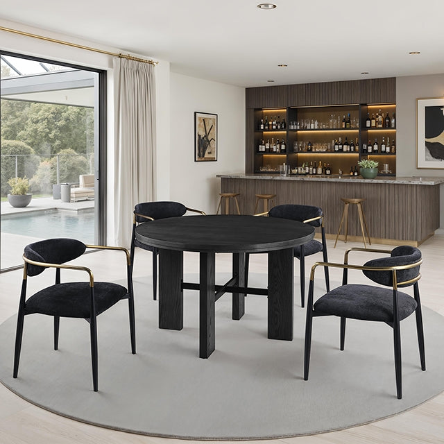 Gaetani 5 Pc. Dining Table Set - Black / 5 Pc. Dining Table Set (FM-GM701BK-T-5PC03BK)