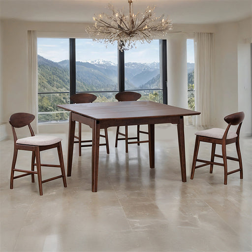 Croglio 5 Pc Counter Ht Table Set - Rich Walnut - 5 Pc Counter Ht Table Set (FM30008WN-PT-5PC-06)