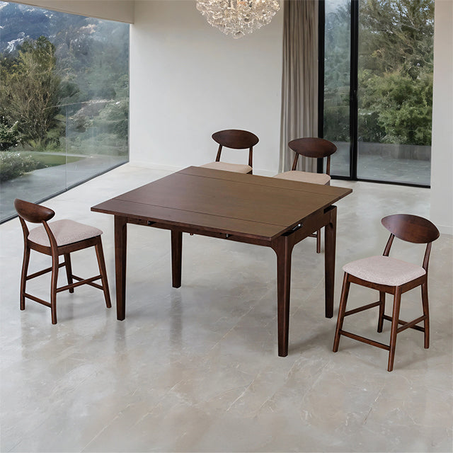 Mersin 5 Pc Counter Ht Table Set - Rich Walnut - 5 Pc Counter Ht Table Set (FM30010WN-PT-5PC-06)