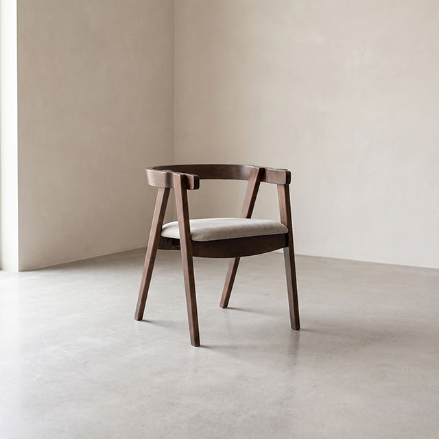 Fortel Arm Chair, Fabric Seat (Set of 2) - Rich Walnut/Beige