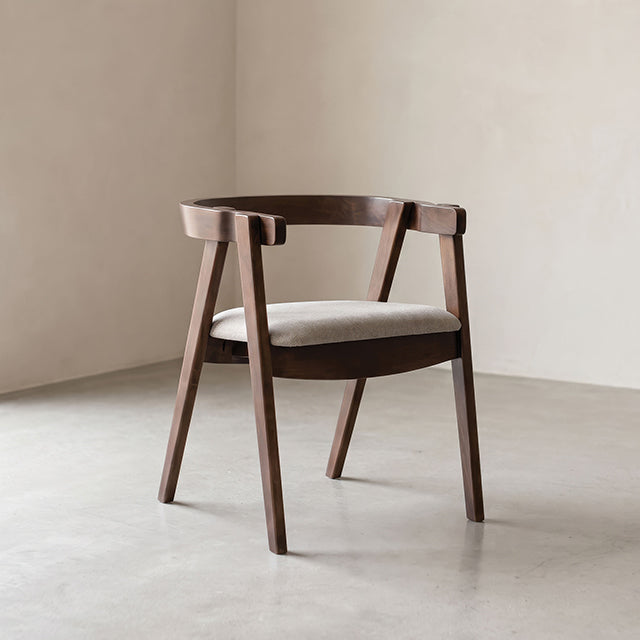Fortel Arm Chair, Fabric Seat (Set of 2) - Rich Walnut/Beige