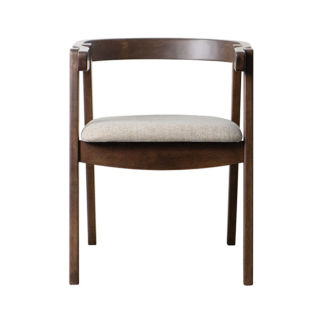 Fortel Arm Chair, Fabric Seat (Set of 2) - Rich Walnut/Beige