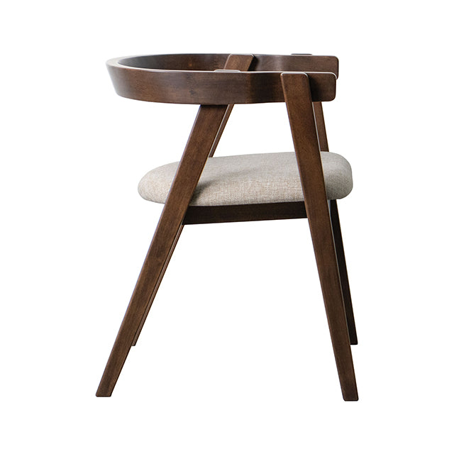 Fortel Arm Chair, Fabric Seat (Set of 2) - Rich Walnut/Beige