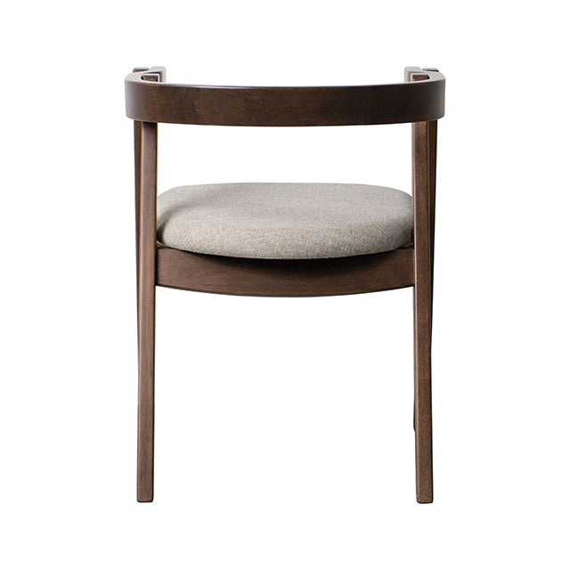 Fortel Arm Chair, Fabric Seat (Set of 2) - Rich Walnut/Beige