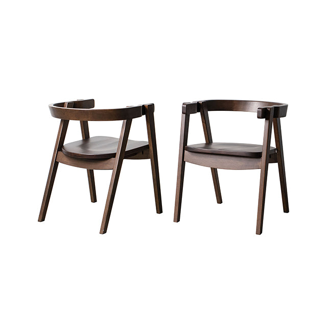 Fortel Arm Chair, Wooden Seat (Set of 2) - Rich Walnut