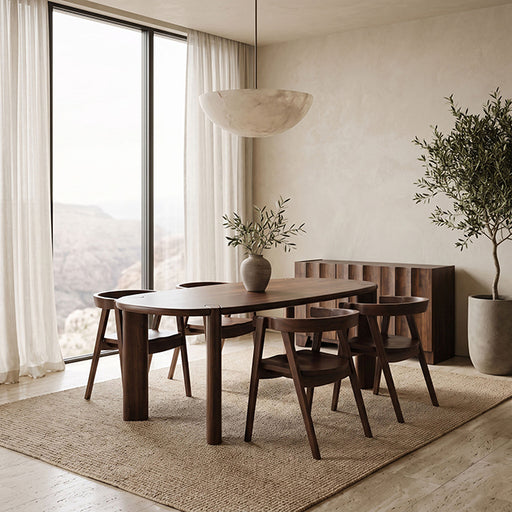 Fortel Oval Dining Table - Rich Walnut