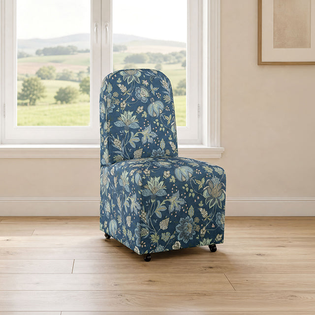 Canterbury Dining Chair (Set of 1) - Jacobean Floral Peacock Blue