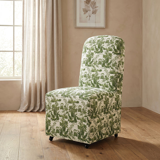Canterbury Dining Chair (Set of 1) - Toile De Jouy Olive Green/White