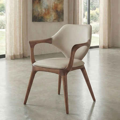 Fluxor Arm Chair (Set of 1) - Walnut/Beige