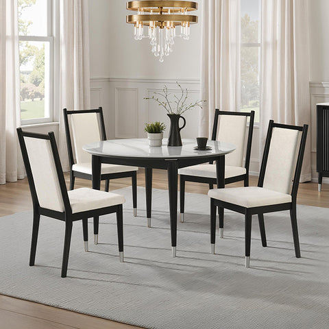 Maidstone 5 Pc Round Dining Table Set - Black/White