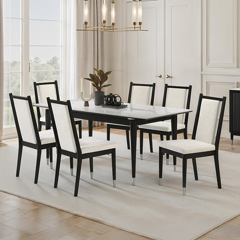 Maidstone 7 Pc Dining Table Set - Black/White