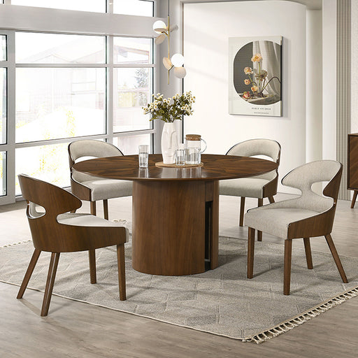 Hillerod 5 Pc. Round Dining Table Set - Walnut