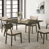 Huttwil 5 Pc. Counter Ht. Table Set - Dark Walnut/Beige
