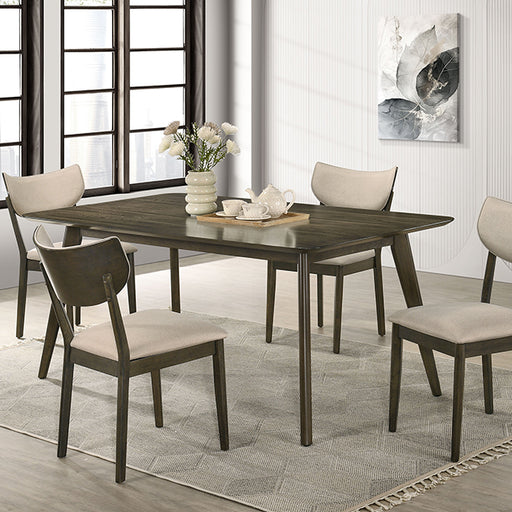 Huttwil 5 Pc. Counter Ht. Table Set - Dark Walnut/Beige