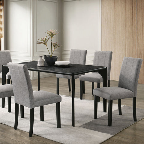 Juego de comedor Amelio de 7 piezas - gris/negro