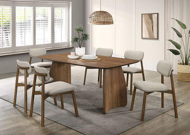 Alnwick 7 Pc Dining Table Set - Walnut/Beige