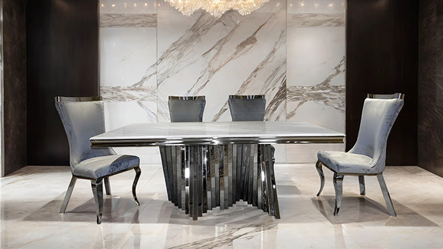 Basilicata Chair, Silver/Black (Set of 2)