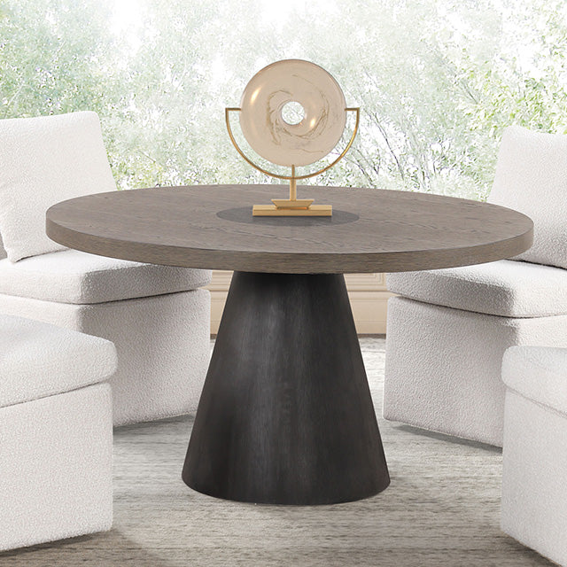 Broager 5 Pc Dining Table Set (White Caster Chairs) - Rustic Oak/Dark Walnut - 5 Pc Dining Table Set (White Caster Chairs) (FM3331DB-RT-5PC-00WH)