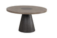 Broager 5 Pc Dining Table Set (Light Gray Caster Chairs) - Rustic Oak/Dark Walnut