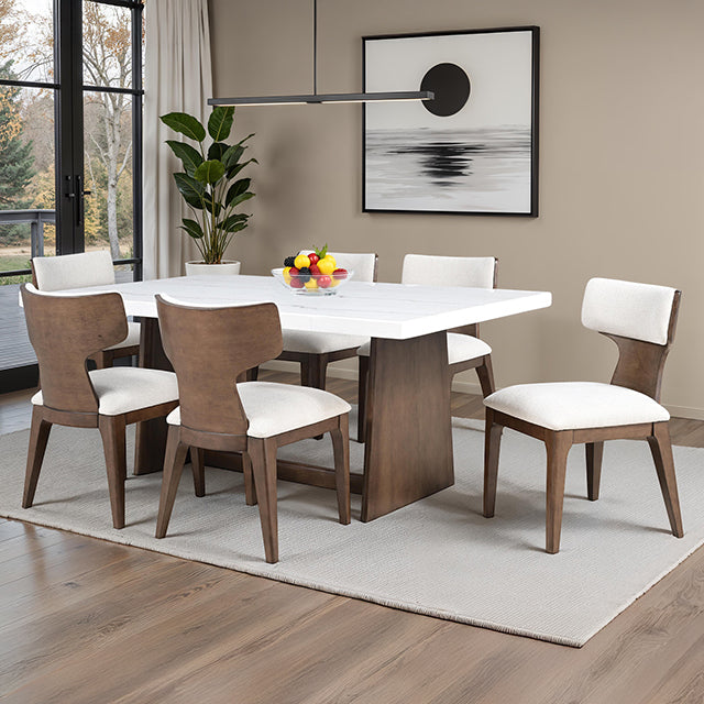 Caerwys 7 Pc Dining Table Set - Brown