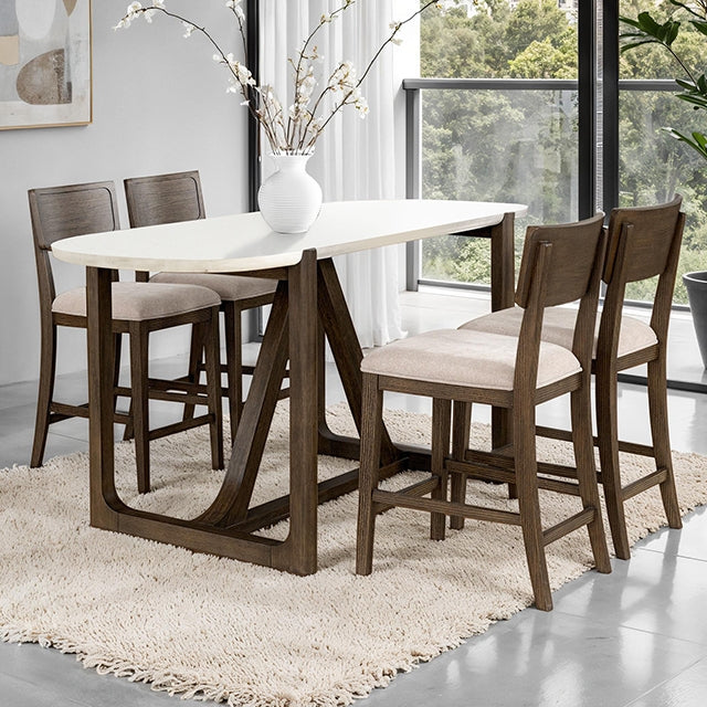 Vellara 5 Pc Counter Ht Set, Stone Top - Dark Walnut