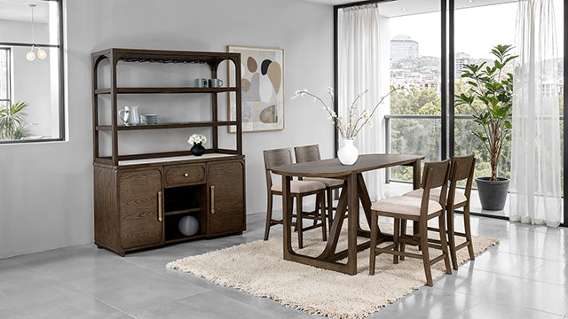 Vellara 5 Pc Counter Ht Set, Wood Top - Dark Walnut