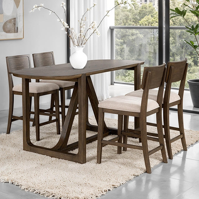 Vellara 5 Pc Counter Ht Set, Wood Top - Dark Walnut