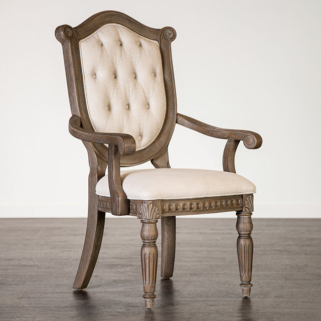 Seven Oaks Arm Chair (Set of 2) - Weathered Oak/Beige