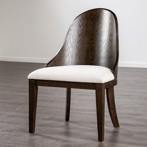 Morden Side Chair (Set of 2) - Dark Walnut/Off-White