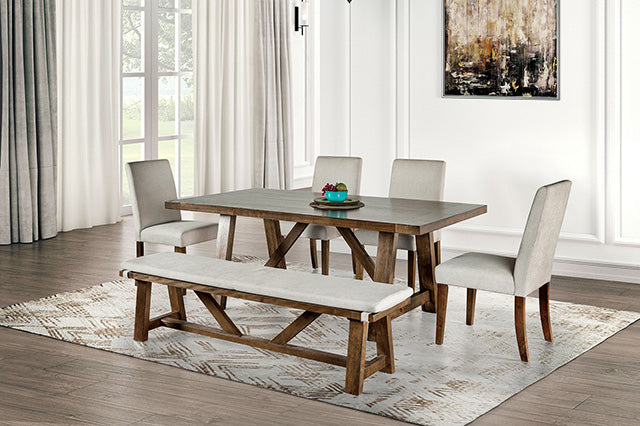 Losone Bench w/ Cushion - White/Brown
